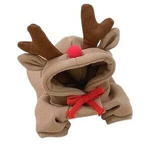 NEW Reindeer Dog Hoodie Christmas Pet Costume Outfit Clothes Holiday Medium‎